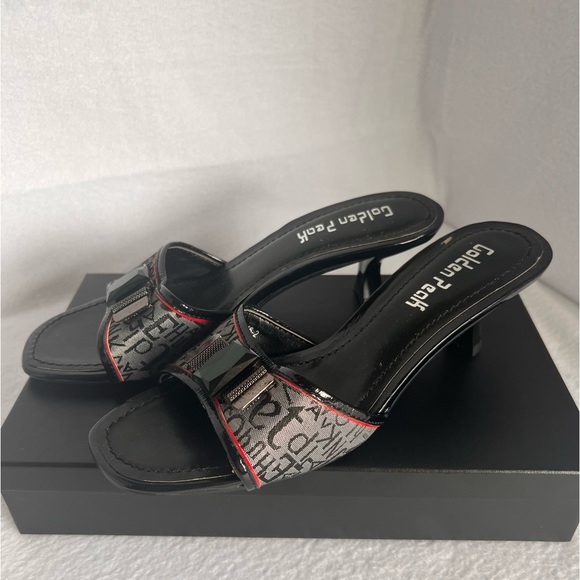 Golden Peak Black Sandal Heel Size 7 - Picture 2 of 4